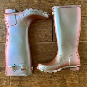 Hunter Iridescent Purple Blue Tall Rain Boots Womens 5 Rare Color